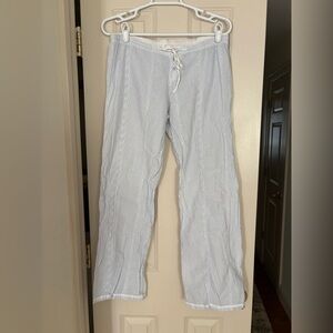 Victoria’s Secret Angels Blue & White Pinstripe Pajama Pants – Crochet Detail